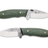 Front and Back Views of Maine Hunter Knife with Green Handle by Nick Rossi Knives